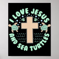 I Love Jesus & Zee Turtles Christelijk Faith Cross