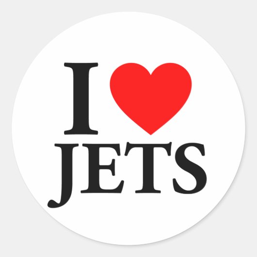 I Love Jets Ronde Sticker (Voorkant)
