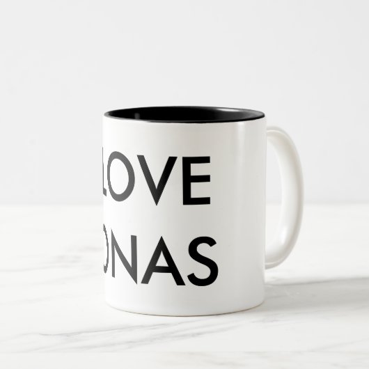 i LOVE JONAS Tweekleurige Koffiemok (Voorkant rechts)