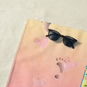 "I love (jouw tekst)" Beach Sunrise Footprint Strandlaken (In situ)