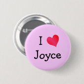 I Love Joyce Ronde Button 5,7 Cm (Voorkant /achterkant)