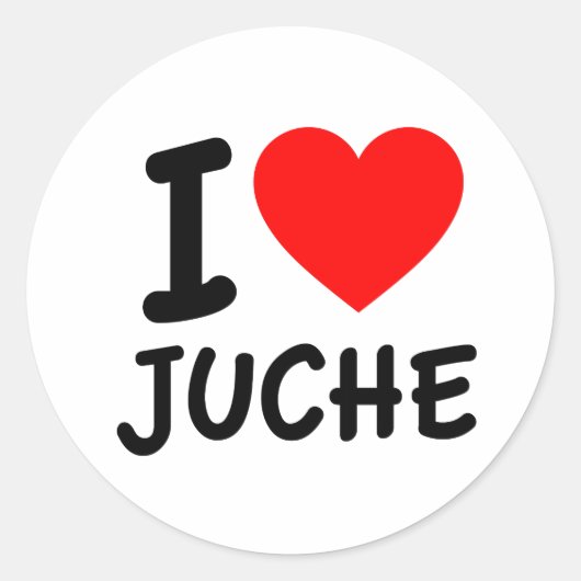 I Love Juche Ronde Sticker (Voorkant)