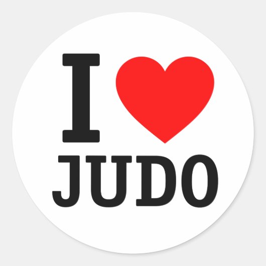 I Love Judo Ronde Sticker (Voorkant)