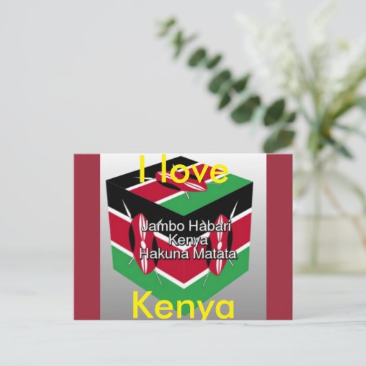 I Love Kenya National Flag 3D Briefkaart (Staand voorkant)
