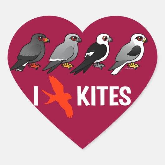 I Love Kites Hart Sticker (Voorkant)