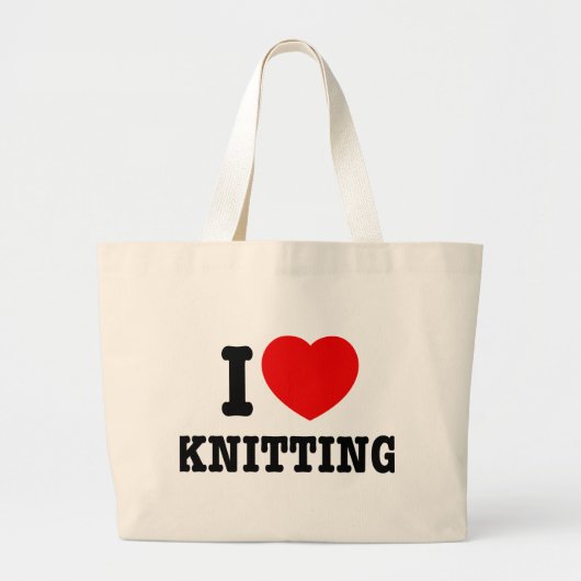 I Love Knitting Bag Grote Tote Bag (Voorkant)