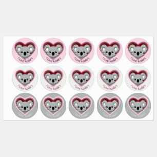 I Love Koalas Sticker Sheet Cute Koala Bear Heart