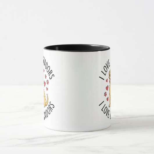 I Love Labradors Mug – With Hearts & Paw Prints (Centre)