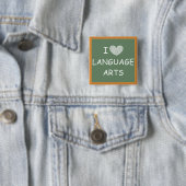 I Love Language Arts Vierkante Button 5,1 Cm (In situ)