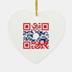 I Love Laos (Khoy Huk Lao) Flag QR Code   Lao Geek Keramisch Ornament