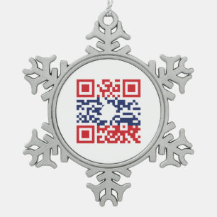 I Love Laos (Khoy Huk Lao) Flag QR Code   Lao Geek Tin Sneeuwvlok Ornament