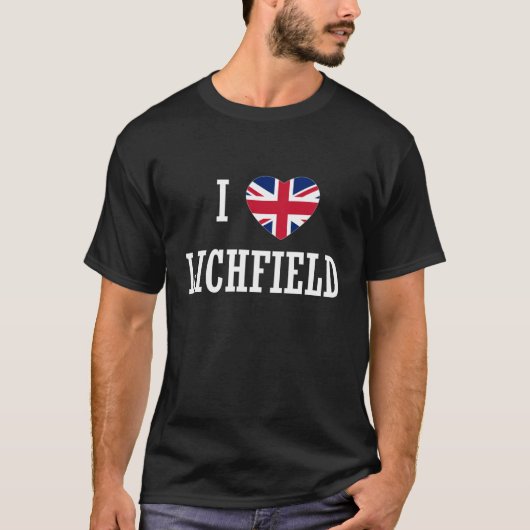 I Love Lichfield England Union Jack Flag Heart Eng T-shirt (Voorkant)