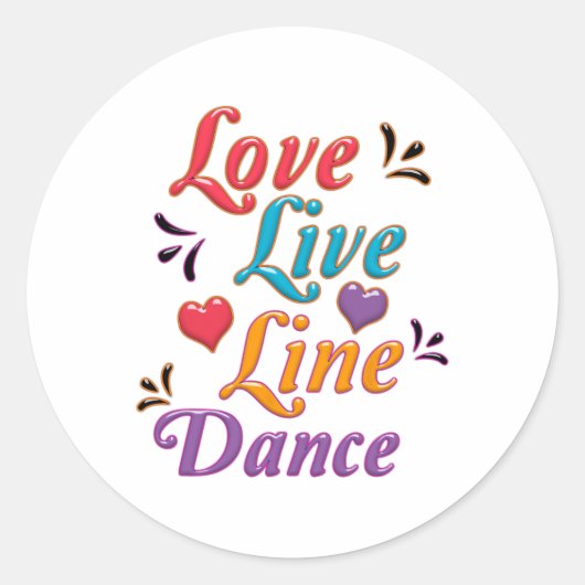 I Love Line Dance Ronde Sticker (Voorkant)