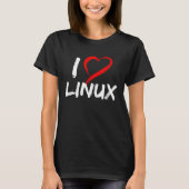 I Love Linux with Heart Penguin Tux Open Source Os T-shirt (Voorkant)