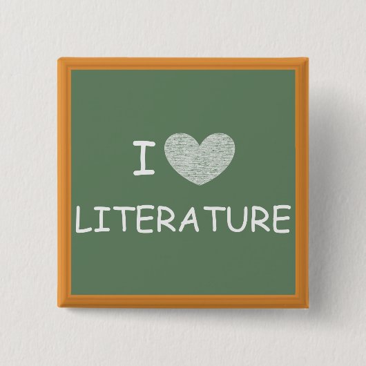 I Love Literature Vierkante Button 5,1 Cm (Voorkant)