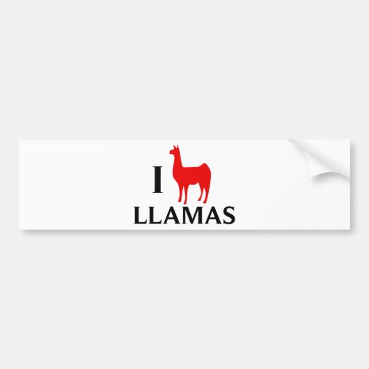 I Love Llamas Bumpersticker (Voorkant)