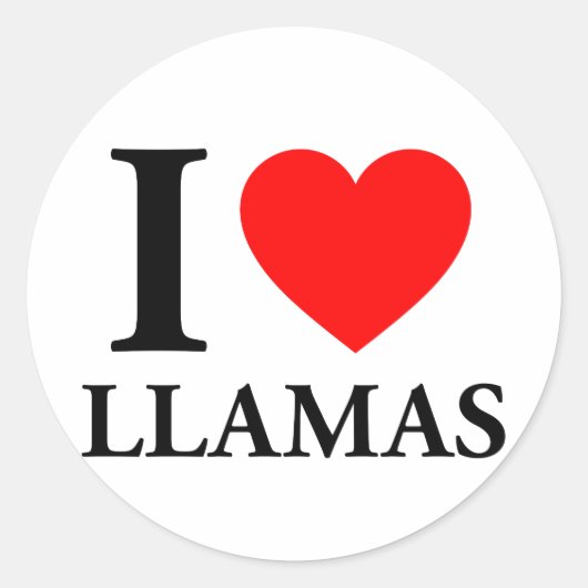 I Love Llamas Ronde Sticker (Voorkant)