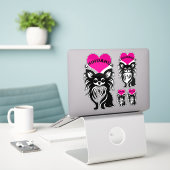 I Love Long-Haired Chihuahuas Cute Puppy Sticker (Laptop op bureau)