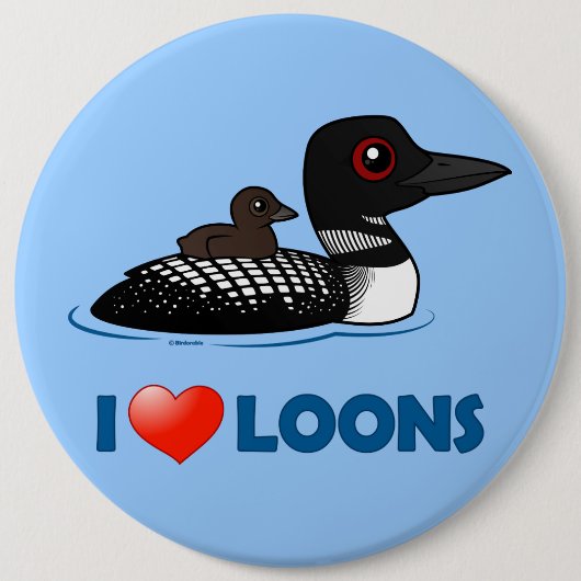 I Love Loons Ronde Button 6,0 Cm (Voorkant)