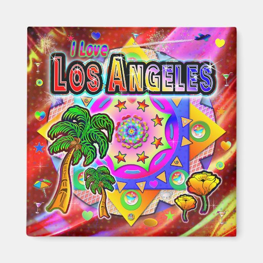 I LOVE Los Angeles Tropical Friends Magnet (Devant)