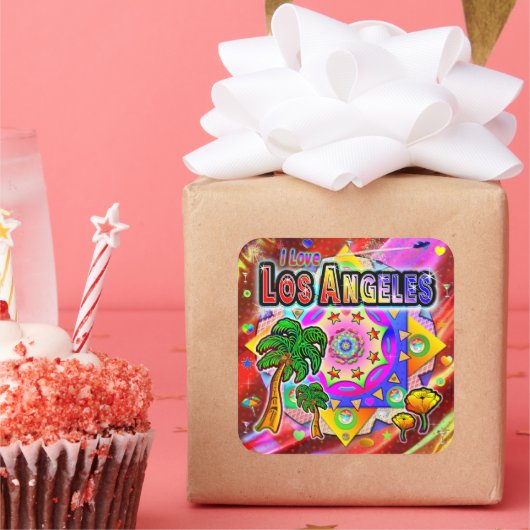 I LOVE Los Angeles Tropical Friends Sticker (Fête)