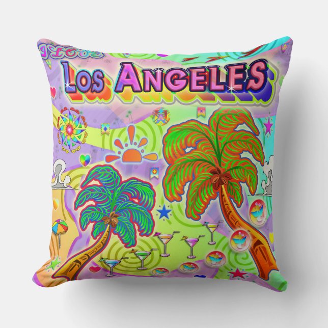 I LOVE Los Angeles Vacation Coussin cible (Recto)