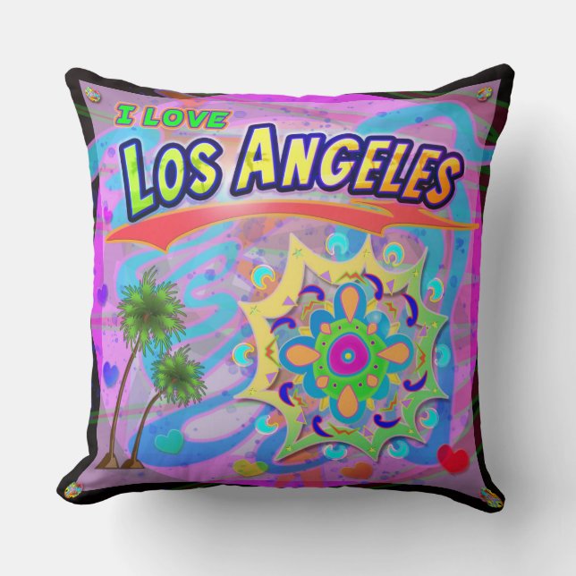 I LOVE Los Angeles VRAI Coussin de progrès (Recto)