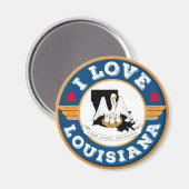 I Love Louisiana State Flag and Map Magneet (Voorkant / Achterkant)