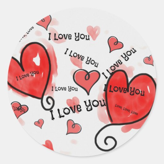 I Love, Love, Love You Ronde Sticker (Voorkant)