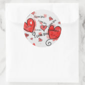 I Love, Love, Love You Ronde Sticker (Tas)