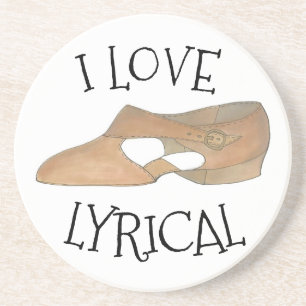 I Love Lyrical Tan Modern Dance Teacher Shoe Zandsteen Onderzetter