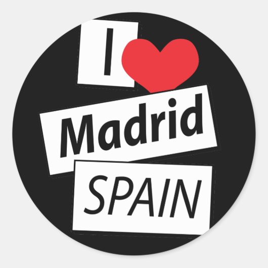 I Love Madrid Spain Ronde Sticker (Voorkant)