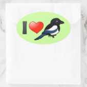 I Love Magpies Ovale Sticker (Tas)