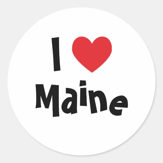 I Love Maine Ronde Sticker (Voorkant)