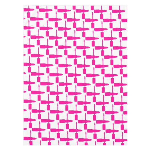 I Love Makeup Lipstick Mascara Cosmetics Hot Pink Tafelkleed (Voorkant)