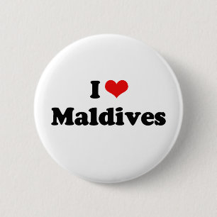 I Love Maldives Tshirt Ronde Button 5,7 Cm