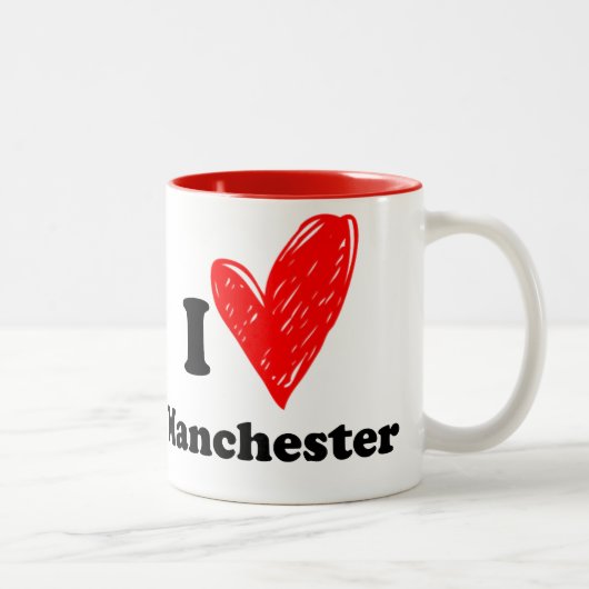 I love Manchester Tweekleurige Koffiemok (Rechts)