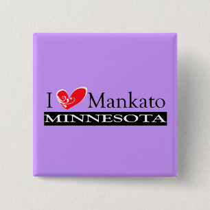 I Love Mankato Minnesota Vierkante Button 5,1 Cm