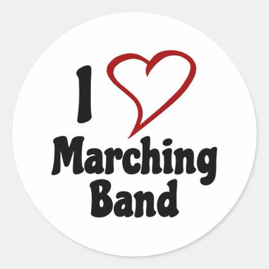 I Love Marching Band Ronde Sticker (Voorkant)