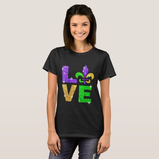 I Love Mardi Gras T-shirt Fleur de Lis Cadeaux (Devant entier)