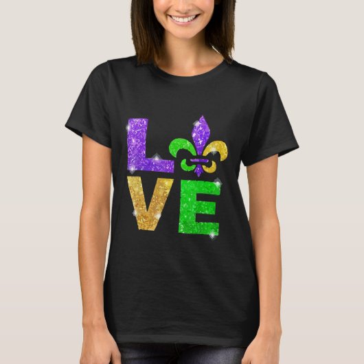 I Love Mardi Gras T-shirt Fleur de Lis Gift Mannen (Voorkant)