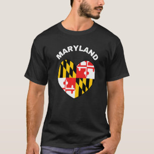 I Love Maryland MD State Flag Heart Baltimore Hon T-shirt