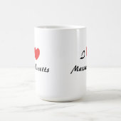 I Love Massachusetts Typographie Coeur Café Mug (Centre)