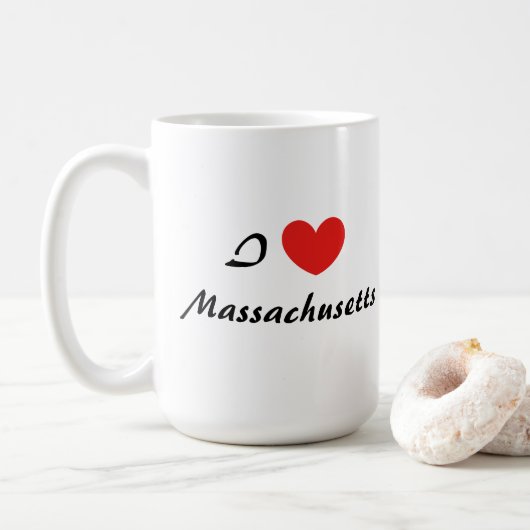 I Love Massachusetts Typographie Coeur Café Mug (Avec donut)
