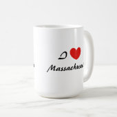 I Love Massachusetts Typographie Coeur Café Mug (Devant droit)