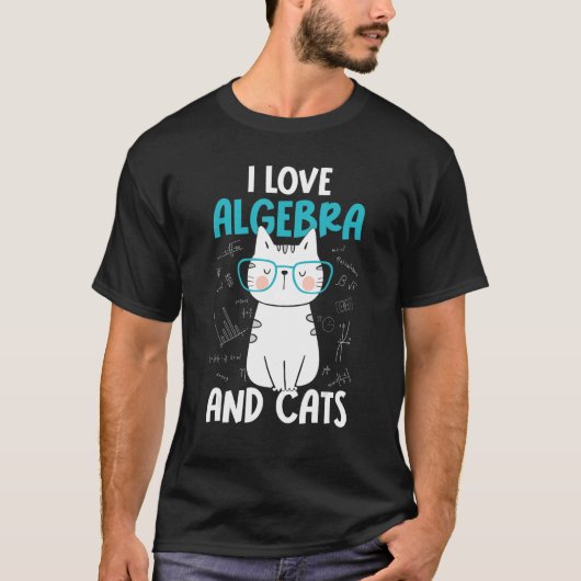 I Love Math and Cats Algebra T-shirt (Voorkant)
