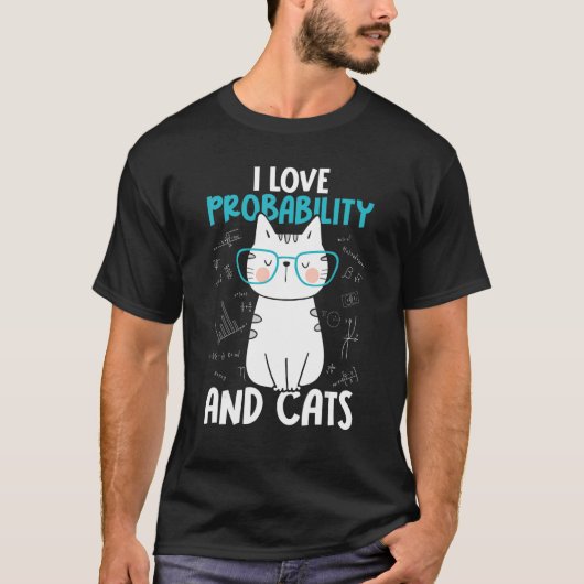 I Love Math and Cats Probability T-shirt (Voorkant)