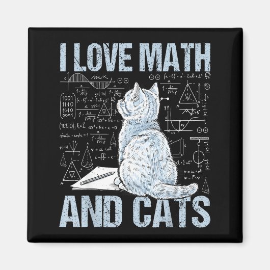 I Love Math And Cats Science Teacher Student Funny Magneet (Voorkant)