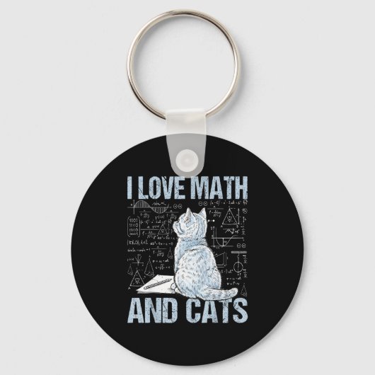I Love Math And Cats Science Teacher Student Funny Sleutelhanger (Voorkant)