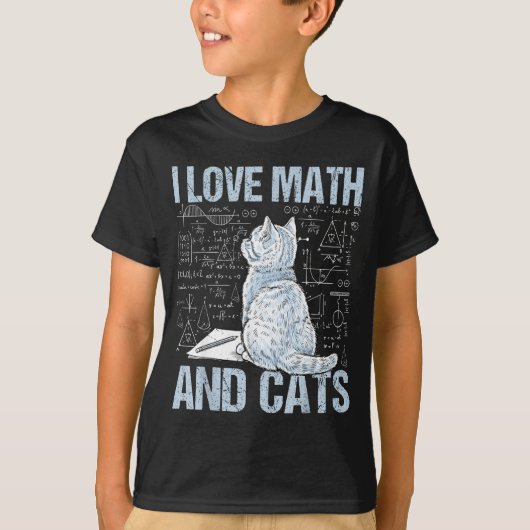 I Love Math And Cats Science Teacher Student Funny T-shirt (Voorkant)